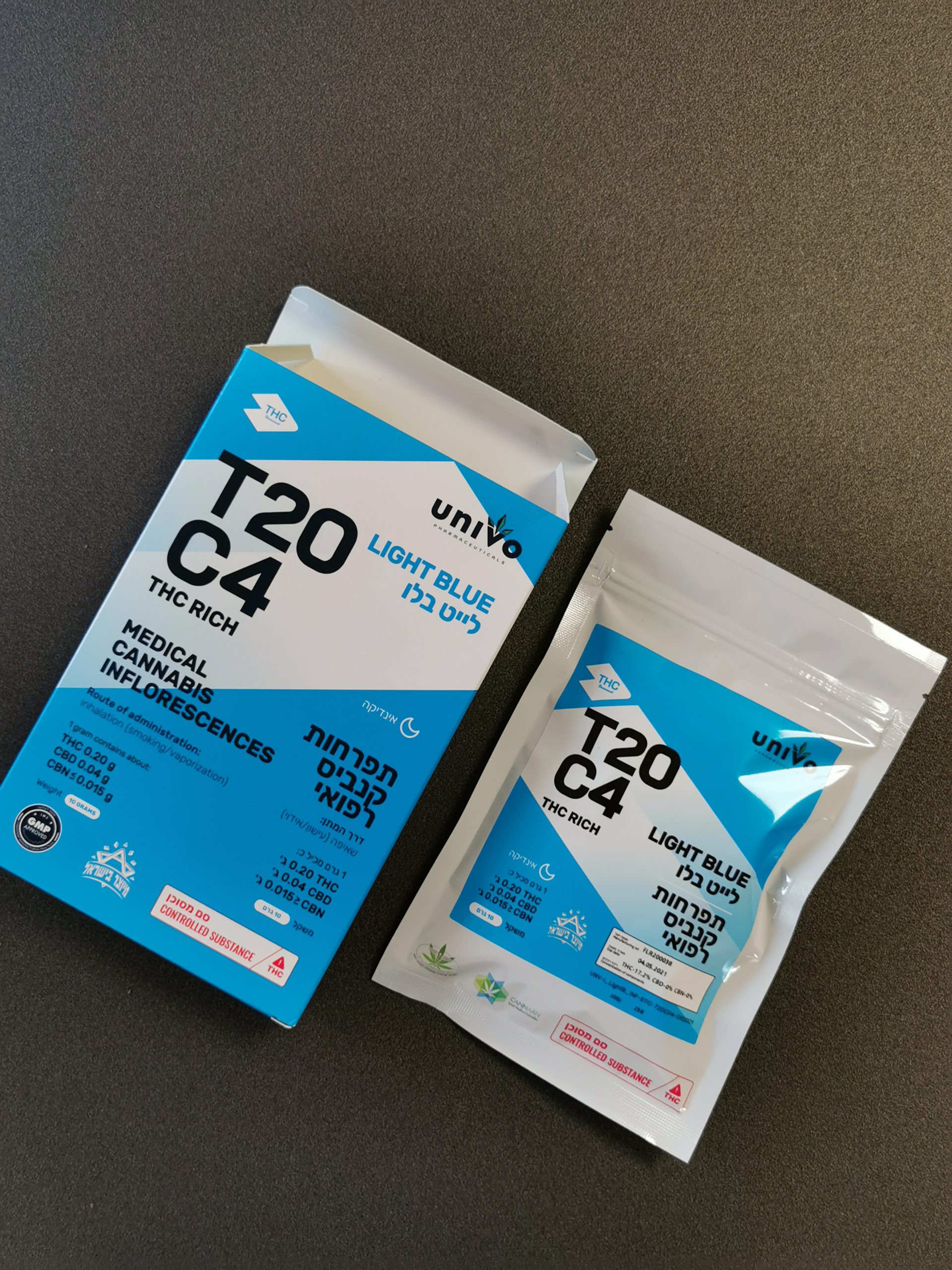 תפרחות קנאביס לייט בלו אינדיקה T20C4 יוניבו